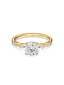 Bague de fiançailles solitaire exquise avec diamant de laboratoire de 1+ carat et épaules serties de diamants |   Or jaune, blanc, rose et platine 18 carats - Product Image 3