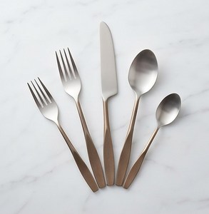 Ensemble de couverts minimalistes en acier inoxydable, finition miroir haute brillance, résistant à la rouille, pour mariage et repas - Product Image 1
