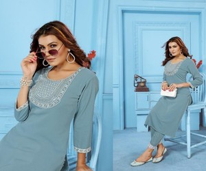 Fancy Rinkal Cotton Embroidery Work Top Pant Set 85233 Salasar Goldy Vol-1 Women Traditional Wear Wedding Outfit - Product Image 2