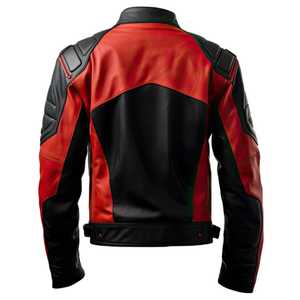 Veste en cuir multicolores pour hommes, veste en cuir élégante pour hommes, veste en cuir rouge de haute qualité - Product Image 2