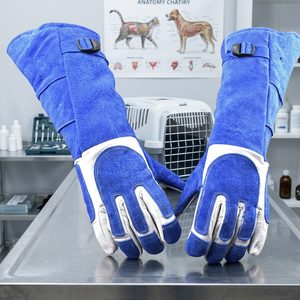 Gants de manipulation des animaux anti-morsure, anti-griffures, anti-coupures, résistants aux produits chimiques, sans latex, bleus, taille unique - Product Image 5