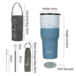 Gobelet isotherme populaire de 30 oz à double paroi en acier inoxydable 304 avec revêtement en porcelaine, pour bubble tea, avec brosse à paille, compatible avec tous les modèles - Product Image 5