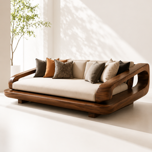 Sofá Cama de Madera de Teca Sólida de Lujo, Muebles Modernos para Salón, Villa, Hotel, Resort - Product Image 1