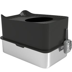 Lettiera per Gatti Extra Large in Acciaio Inossidabile con Coperchio e Base Antiscivolo, Facile da Pulire, Materiale ABS, Peso 1kg - Product Image 1