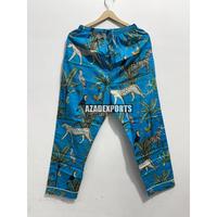 Ensemble de pyjama en coton à imprimé floral bleu pour femmes, manches longues, col en V, pantalon long jusqu'aux chevilles, doux, respirant, séchage rapide, vêtements de nuit décontractés