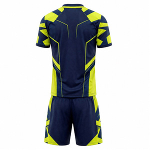 Ensemble de maillot et short de handball personnalisé 100% polyester pour équipe nationale, pour hommes, bleu et jaune fluo, haute qualité, imprimé numériquement - Product Image 1