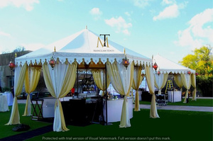 Tente de mariage traditionnelle indienne de luxe en fer forgé pour cérémonie Mehndi et fête sur la plage - Durable, portable, rouge et blanc, 3x6m SSV T JODH-87 - Product Image 2
