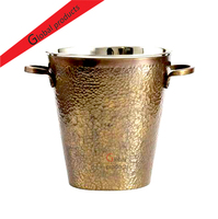 Porte-bouteille à vin en métal martelé fait main, style rond, refroidisseur de vin pour fête avec poignées, seau à glace pour boissons