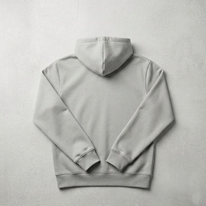 Sweat-shirt à capuche unisexe en molleton de coton gris clair uni, personnalisable en gros pour hommes et femmes - Product Image 2