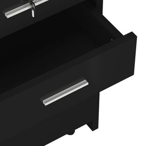 Carrello da Salone Nero a 3 Livelli con Serratura, Mobiletto con Cassetti Scorrevoli in Legno, Attrezzatura per Spa, Codice 92007726 - Product Image 5