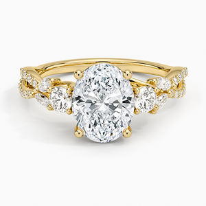 Anillo de Compromiso de Diamantes, Corte Ovalado, Tres Piedras, Oro Amarillo de 14K, Diamantes Cultivados en Laboratorio, Certificado IGI, Anillo de Boda para Mujer, Regalo de la India - Product Image 1