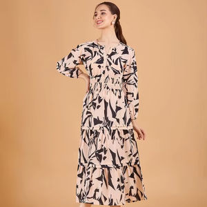 Prix Raisonnables Derniers Modèles 100% Polyester Dentelle Ample Broderie Faite Main Manches Trois-Quarts Taille Naturelle Formelle - Product Image 1