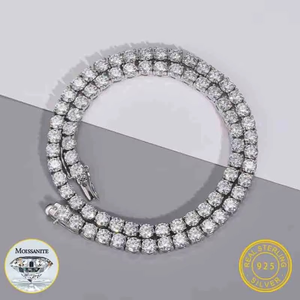 Collar de cadena de tenis con incrustaciones completas de moissanita, estilo cubano, de plata 925, unisex, con colgantes y dijes de joyería fina - Product Image 3