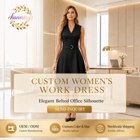 Robe de travail pour femme, coupe évasée, avec ceinture