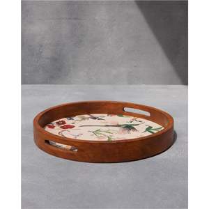 Bandeja Decorativa de Madera Esmaltada Estilo Boho Chic con Hoja de Monstera Tropical Moderna, Bandeja de Madera de Mango para Mesa de Centro - Product Image 6