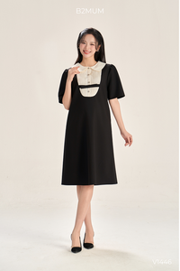 ชุดคลุมท้อง B2 MUM V1446 แบบเป็นมิตรต่อสิ่งแวดล้อม ระบายอากาศได้ดี แขนสั้น ทรงเอ คอปกปีเตอร์แพน สีอ่อน เนื้อผ้านุ่มลื่น ยืดหยุ่นได้ - Product Image 2