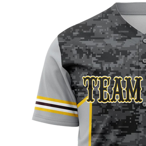 Camiseta de béisbol personalizada para hombre, camuflaje digital gris, uniforme transpirable para equipo de softbol, camisa deportiva atlética con botones para entrenamiento - Product Image 4
