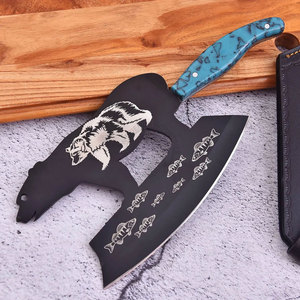 Couteau à viande artisanal personnalisé avec étui en cuir, lame en acier D2 (7,5 pouces), design ambidextre, manche en résine - Coupe multi-usages - Product Image 4