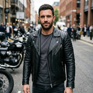 Chaqueta de Motociclista Estilo Bomber de Cuero Negro a Cuadros, Transpirable, Informal de Verano, con Capucha, Cierre de Cremallera, Forro de Poliéster, Atuendo de Moda para Chicos - Product Image 3