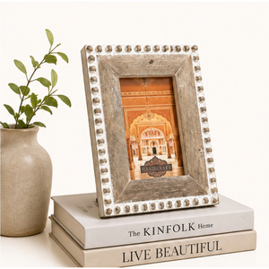Latest Style Wooden Photo <b>Frame</b> with Beaded Trim Handcrafted Distressed <b>Wood</b> <b>Picture</b> <b>Frame</b> for Tabletop Home Decor - Product Image 2