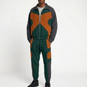 Men Color Block Tracksuit Set Full Sleeve Turn <b>Down</b> Collar Streetwear Jogger <b>Pants</b> Polyester Cotton Sportswear - Product Image 4