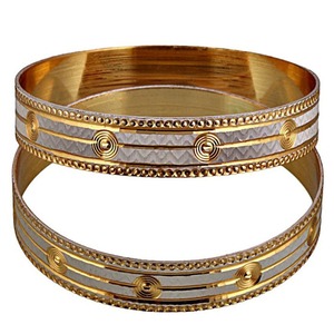 Elegant Stone Floral Pattern Gold Finish Metal Craft Bangles <b>Set</b> Designer Traditional <b>Bracelet</b> Jewelry for Women - Product Image 6