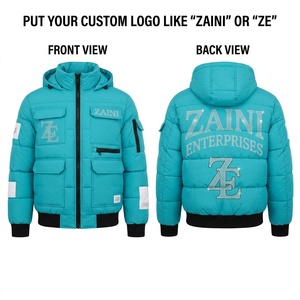 <b>Men</b> Puffer Jacket 300 GSM Premium Polyester Fabric Quilted Winter <b>Coat</b> Warm <b>Padded</b> Colors Panel Design Custom Rhinestone Logo - Product Image 1