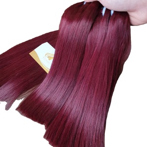 Pelo rojo borgoña # 99J liso, pelo vietnamita 100% sin procesar, superdoble