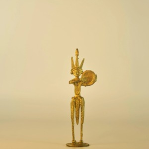 Medieval Period Figurine Gold Brass Sculpture Vintage Warrior Used As A Collectible Figurine For Antique Lovers From India - Product Image 3