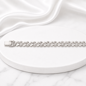 Bracelet chaîne maille cubaine Iced Out plaqué or rose 18 carats serti de diamants avec fermoir boîte sécurisé pour femme - Product Image 3