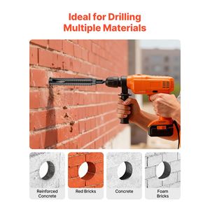Punta diamantata a secco per carotaggio, diametro 1-1/2 pollici, profondità 9-1/2 pollici, filettatura interna 5/8-11 con 3 adattatori per muratura e cemento - Product Image 4