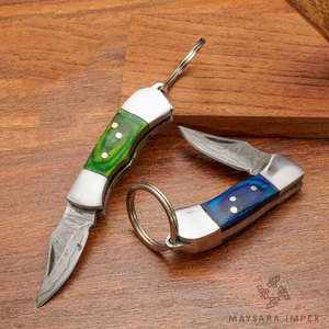 Mini Cuchillo Llavero de Regalo, Hecho a Mano, Hoja de Damasco Táctica, Cuchillos de Supervivencia y Caza, Llaveros - Product Image 2