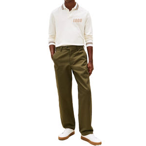 Polo de manga larga con ribete, corte regular, de moda, para hombre, de algodón Oxford elástico premium, informal, con bordado personalizado. - Product Image 5