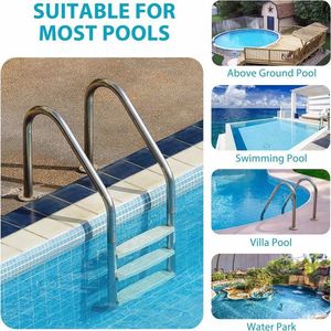 Scala per Piscina in Acciaio Inossidabile con 3 Gradini e Pedate Antiscivolo per Piscine Interrate - Product Image 4