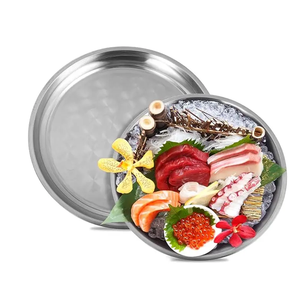 Best Selling Affordable Price Circular Stainless Steel Tray For Fruits <b>Vegetables</b> Storage Hammered Design Steel Tray - Product Image 3