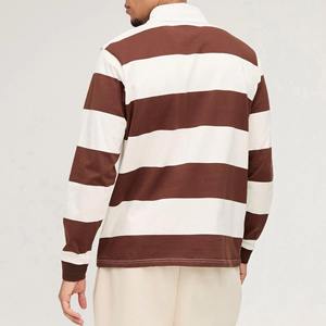 Maillot de rugby pour homme à manches longues, impression personnalisée du logo, rayures contrastées, respirant, séchage rapide, service OEM - Product Image 6