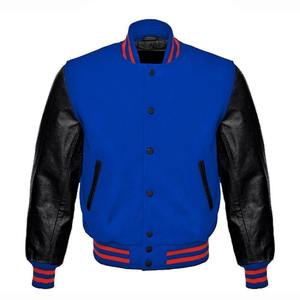 Veste en cuir personnalisée avec logo color-block pour hommes, manches en cuir, appliqué brodé, patchwork, style Letterman – Vente en gros - Product Image 3