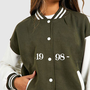 แจ็คเก็ตเลตเตอร์แมนสำหรับผู้หญิงสไตล์สตรีท คอปกและชายเสื้อแบบริบ พร้อมกระดุมแป๊กที่ทนทาน - Product Image 2