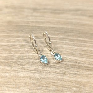 Boucles d'oreilles en apatite naturelle, argent sterling 925, pierre précieuse bleue, sertissage à griffes, bijoux faits à la main, cadeau pour femme - Product Image 5