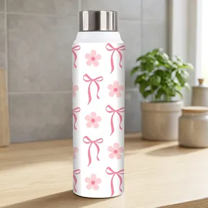 Floral Printed Stainless Steel <b>Water</b> <b>Bottle</b> with Screw Cap Reusable Drinking <b>Bottle</b> for School Office <b>Gym</b> Travel and Daily - Product Image 5