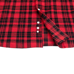 เสื้อเชิ้ตผ้าสักหลาดลายสก๊อตสีแดงดำสำหรับผู้ชาย แขนยาว ผ้าฝ้าย 100% สไตล์ลำลองสำหรับทำงาน ฤดูใบไม้ร่วง - Product Image 3