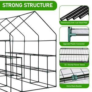 Invernadero Portátil Grande de 56 Pulgadas para Interiores y Exteriores con 12 Estantes y Cubierta de PE, Cuarto de Jardín con Ventanas Laterales para Patio Trasero - Product Image 2