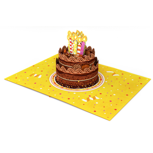 Tarjeta 3D Pop Up con diseño de pastel de cumpleaños y velas de colores, tarjetas de felicitación hechas a mano, manualidades de papel con dibujos animados para celebraciones. - Product Image 1