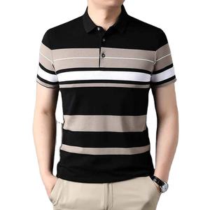 Camisa de Hombre a Rayas, Bordada, de Punto, Manga Corta, con Cuello, Mezcla de Algodón, Antiarrugas, con Logotipo Personalizado, Ropa Casual - Product Image 2
