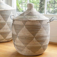 Panier à linge moderne en rotin et jonc de mer, écologique, grand format, décoratif, élégant, avec couvercle, pour le rangement, vente en gros, naturel du Vietnam
