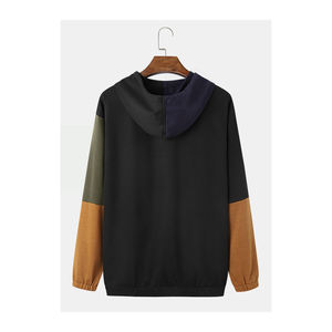 เสื้อฮู้ดบล็อกสีสำหรับผู้ชาย เสื้อสเวตเตอร์ถักแบบสวม แขนปกติ ดีไซน์แบบต่อผ้า เหมาะสำหรับใส่ในฤดูใบไม้ร่วง - Product Image 6