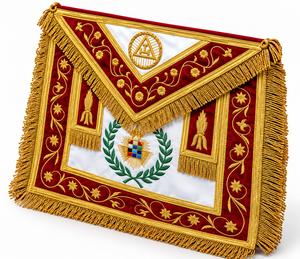Premium Masonic Royal Arch Apron White Embroidered Water Resistant Ceremonial Regalia Red Border Adjustable Waist <b>Belt</b> Square - Product Image 3
