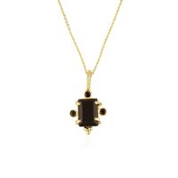 Pendentif breloque en laiton plaqué or 18 carats avec serti griffe, onyx noir rectangulaire et zircon cubique de laboratoire, tendance, pour anniversaire, 22 pouces