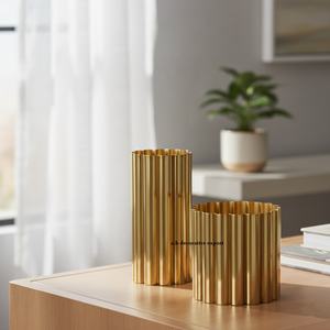 Juego de 2 Jarrones Modernos y Elegantes con Diseño Acanalado, Minimalistas, de Aluminio, Ecológicos, para Eventos de Lujo y Hoteles - Product Image 4