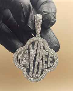 Colgante Personalizado con Iniciales, Totalmente Cubierto de Diamantes, Plata 925, Moissanita VVS, Letra Hip Hop, Chapado en Oro, para Hombre y Mujer - Product Image 6